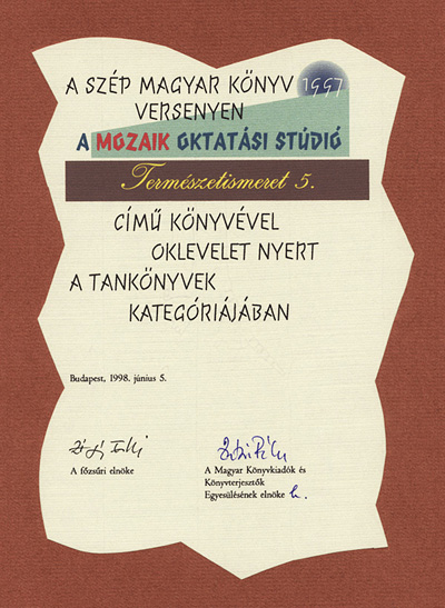 
Szp Magyar Knyv `97 Oklevl